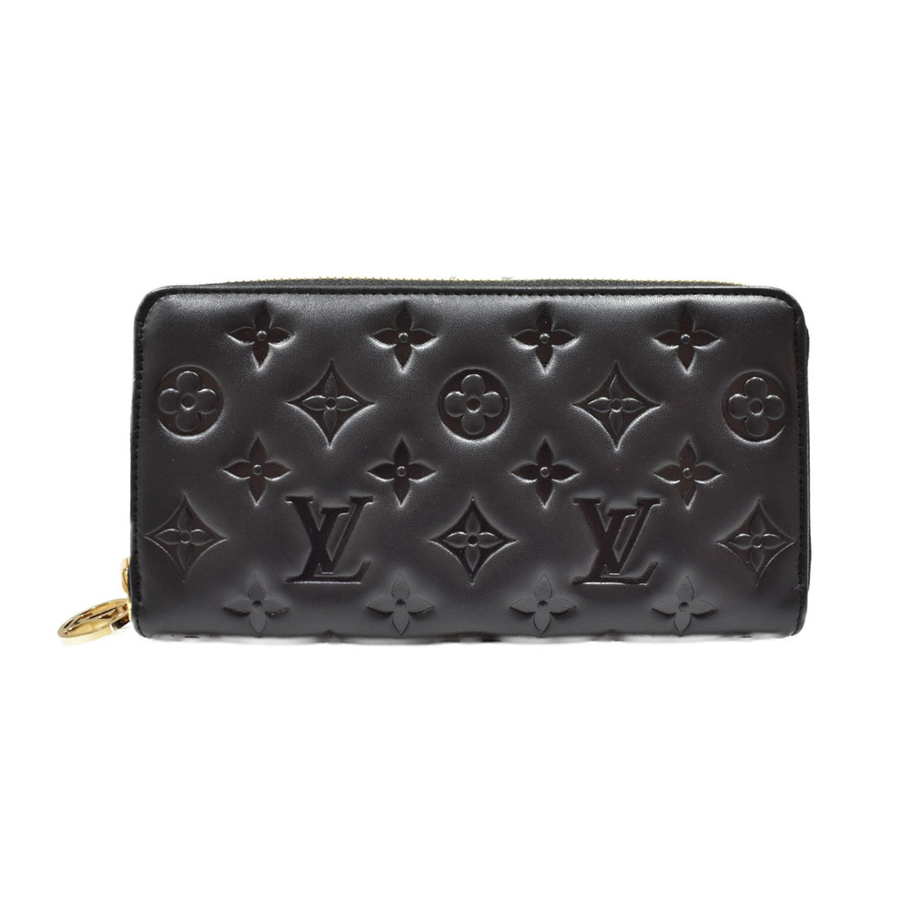 LOUIS VUITTON Zippy Wallet Long Round Zipper Noir Black Monogram Lambskin